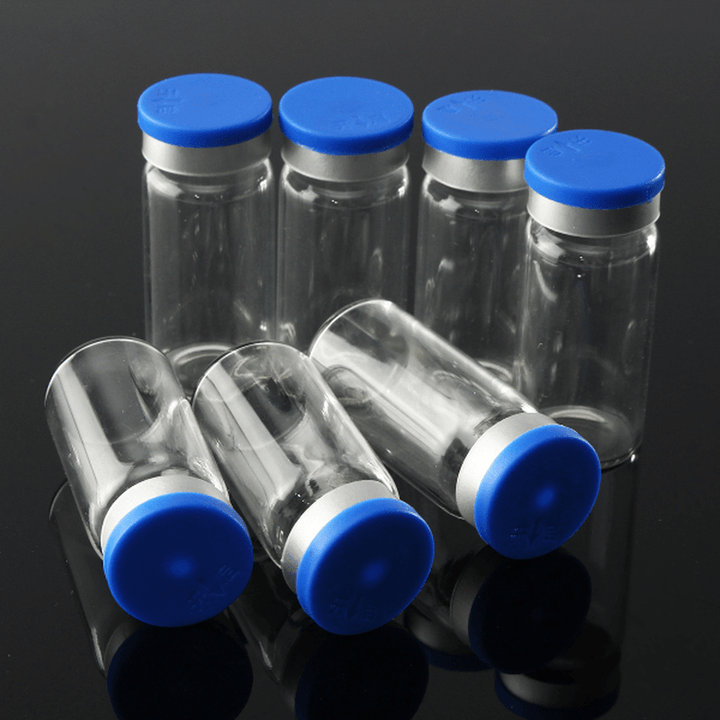 100Pcs 10Ml Clear Glass Bottle Storage Vials W/ Stopper Flip off Seals Aluminum Blue Caps