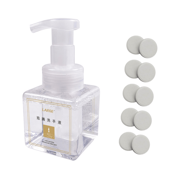 10PCS Effervescent Hand Sanitizer with Mousse Bubbler Bottle Hand Wash Effervescent Tablets Hand Soap Foam Type Super Clean Power Strong Manual Soap Dispenser