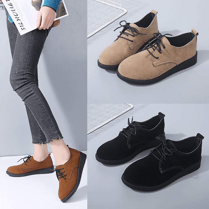 Women Casual Pure Color Lace up Flats