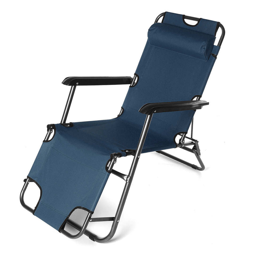 Folding Beach Chair Outdoor Lounge Chair Removable Headrest Camping Traveling Foldable Outdoor Recliner Camping Chair