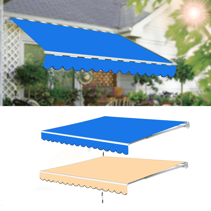 Multi-Size Garden Patio Awning Canopy Sun Shade Shelter Replacement Fabric Top Cover with Frill