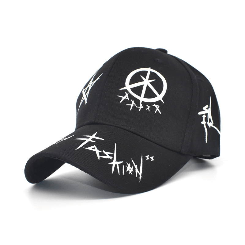 Black and White Color Matching Graffiti Baseball Cap