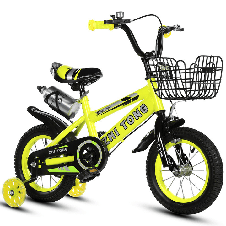 12 Inch 30CM 8KG Children'S Bicycle with Water Bottle Flashing Auxiliary Wheels Non-Slip Kid Banlane Bike