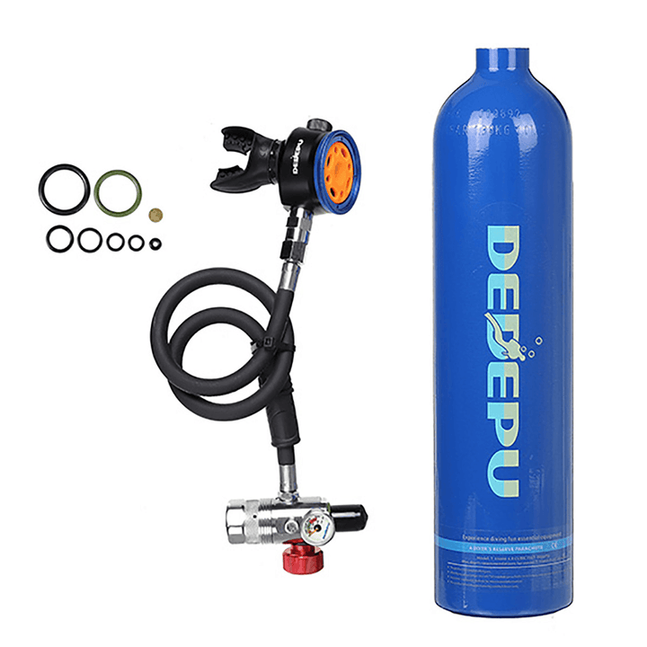 1L Oxygen Cylinder Air Tank Diving Valve Equipment Set Breathing Bottle Kit - MRSLM