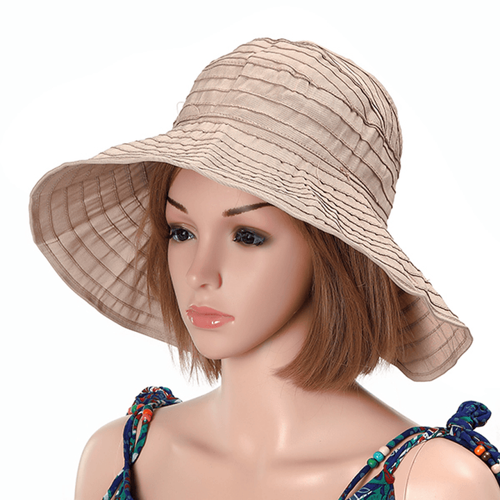 Women Foldable Sun Protective Beach Hat Summer Outdoor Gardening Anti-Uv Wide Brim Visor Cap - MRSLM