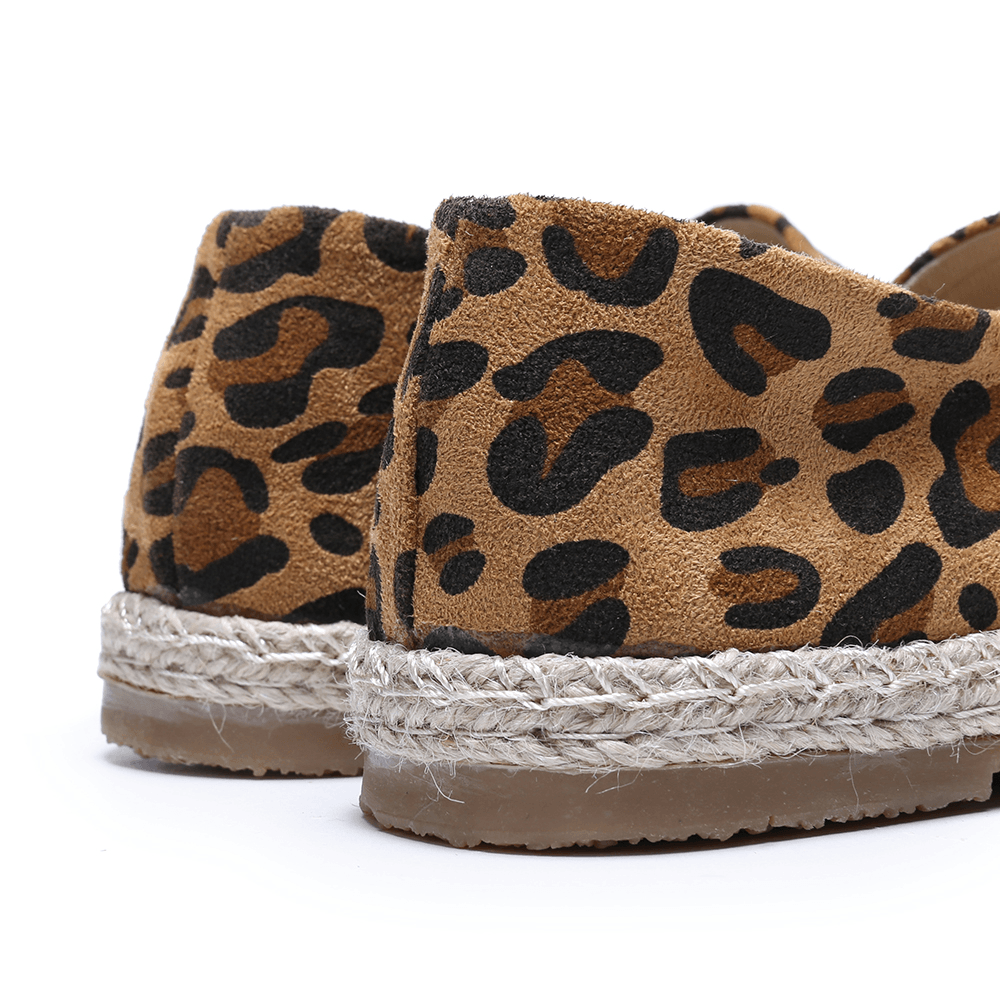 Women Leopard Printing Comfy Lightweight Casual Slip on Espadrille Flats