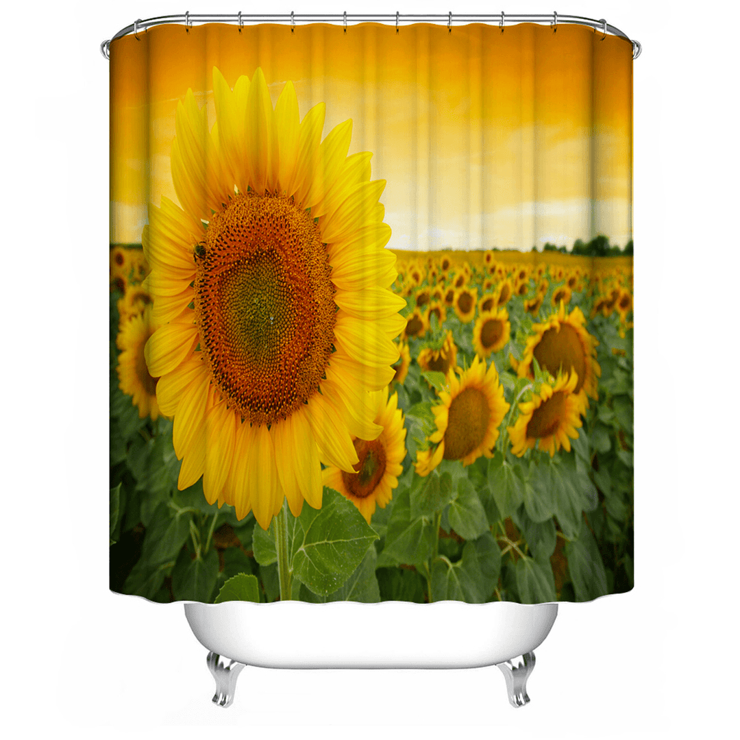 180X180Cm Sunflower Pattern Polyester Printing Waterproof Mildew Shower Curtain