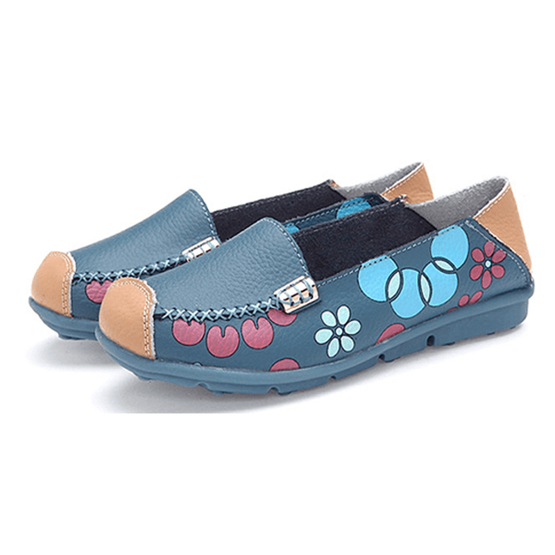 Women Flats Shoes Comfortable Breathable Slip on Flower Floral Flat Loafers Shoes