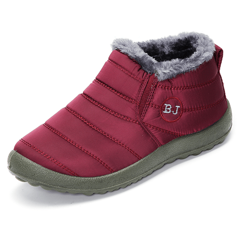 LOSTISY BJ Shoes Warm Wool Lining Flat Ankle Snow Boots for Women