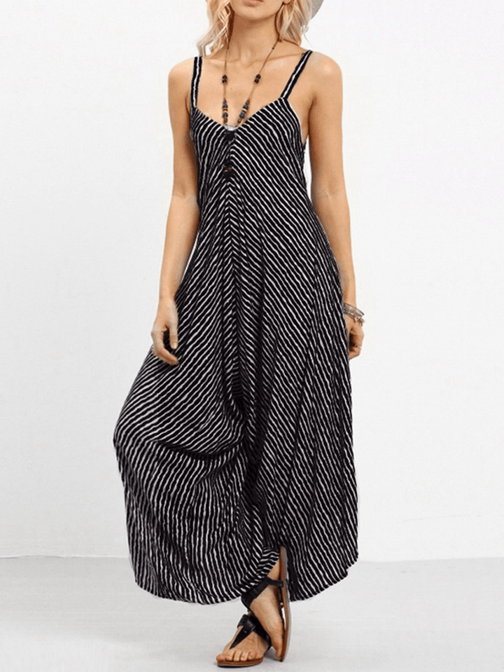 Sexy V-Neck Striped Jumpsuit