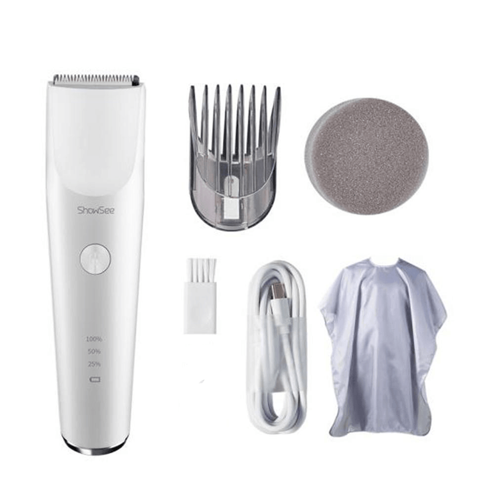 Showsee C2-W/BK Electric Hair Clipper Portable Household USB Charging Hari Cut Machine IPX7 Waterproof Ceramic Steel Cutter From - MRSLM