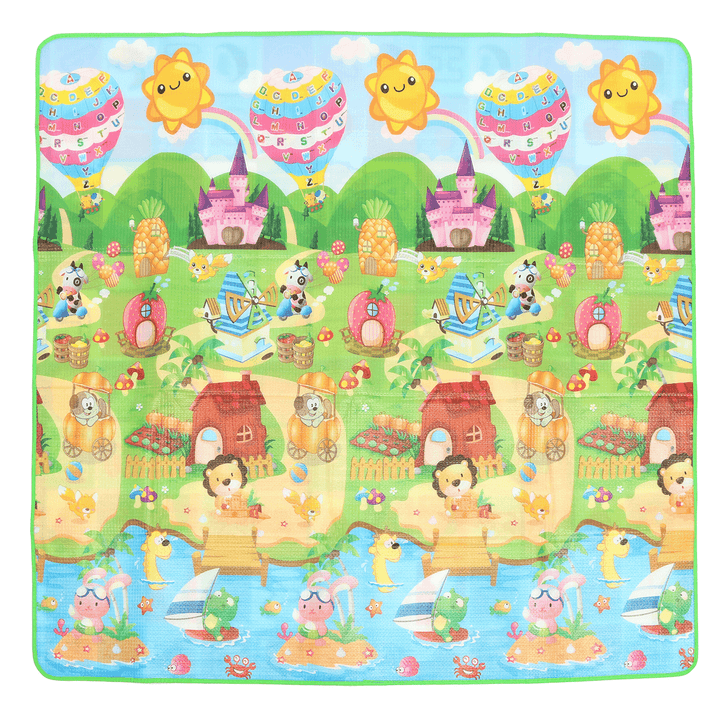 2X1.8M Kids Waterproof Foldable Play Mat Rug Cushion Crawling Mat Outdoor/Indoor Game Animal Kingdom Pattern Carpet