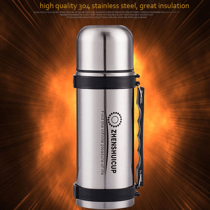 1.2L Large Outdoor Stainless Steel Travel Mug Thermos Vacuum Flask Bottle with Cup Bottles