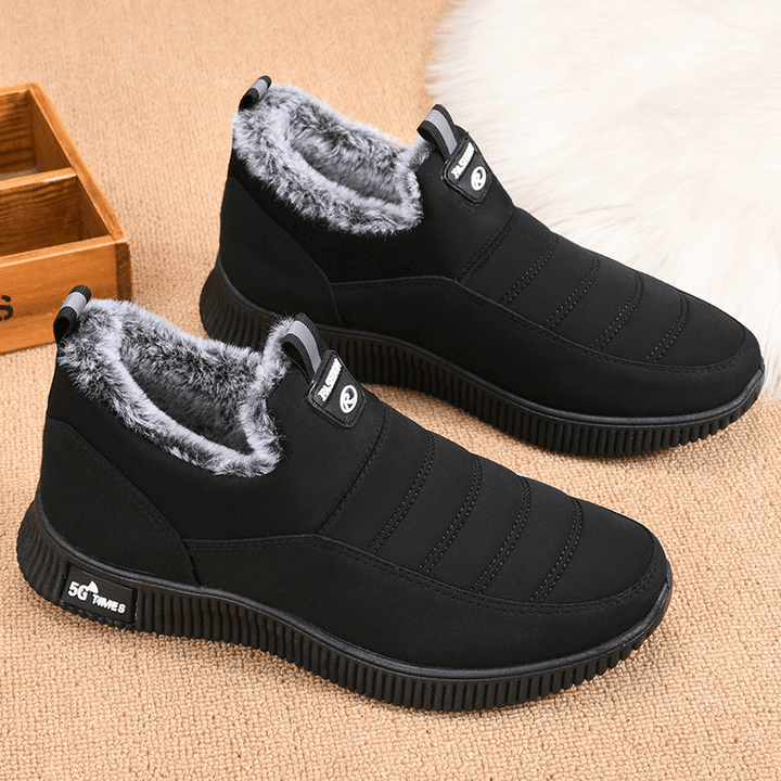 Men Non Slip Warm Lined Soft Sole Solid Comfy Slip on Outdoor Casual Snow Shoes