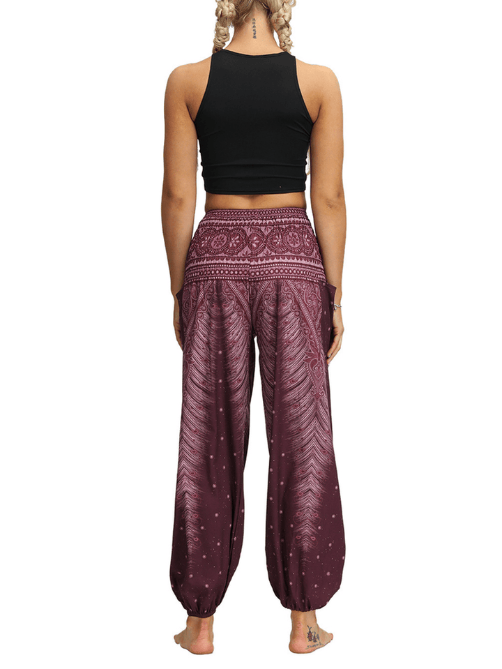 Women High Waist Vintage National Style Loose Yoga Harem Pants