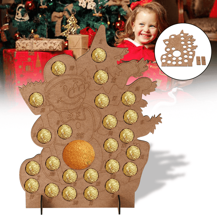 Wooden Christmas Advent Calendar Snowman Chocolates Orange Storage Box Xmas Gift Decorations