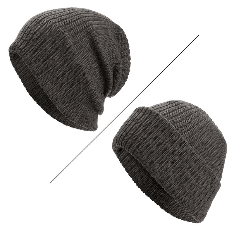 Men Winter Thicken Brimless Knitted Hat Slouch Beanie Caps