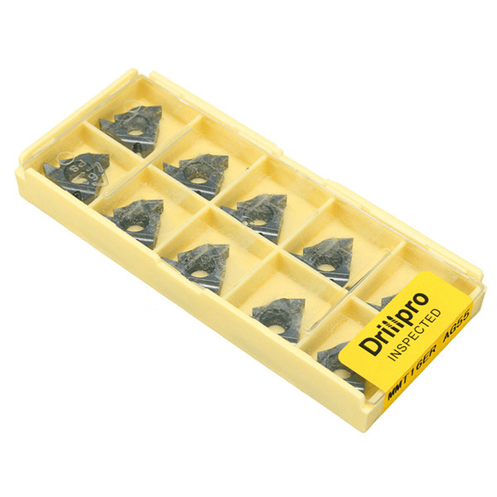 Drillpro 10Pcs 16ER AG55 Tungsten Steel Inserts External Turning Tool Holder Inserts