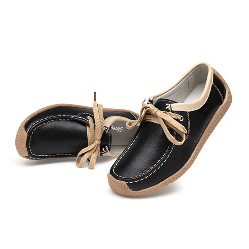 Breathable Walking Leather Flat Shoe