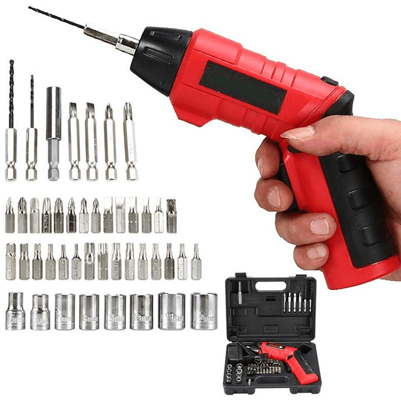 48Pcs 4.8V Cordless Electric Screwdriver Multi-Function Rechargeable Electric Drill Household DIY Screwdriver Set