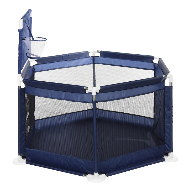 2 in 1 6-Sided Baby Playpen with Ball Frame Toddler Children Play Yardsfor Children under 36 Months Tent Basketball Court Gifts