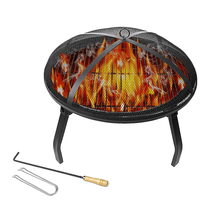 Ipree¬Æ 22Inch Fire Pit Portable Outdoor Wood Burning Steel Firepits BBQ Grill Camping Picnic Travel Garden Patio