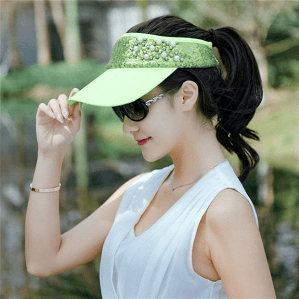 Women Summer Lace Adjustable Sunscreen Visor Sun Cap