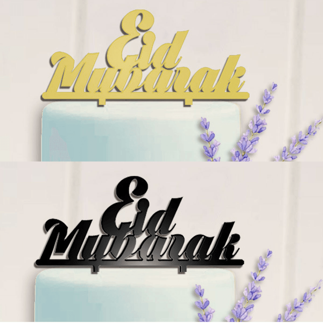 Eid Mubarak Ramadan Iftar Cake Topper Muslim Islam Hajj Cake Decor Black Gold Cake Decorations Cake Decoration Set Baking Tolls