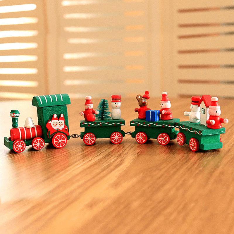 Christmas Wood Train Christmas Decorations Decor Innovative Gift for Children Diecasts Toy Vehic