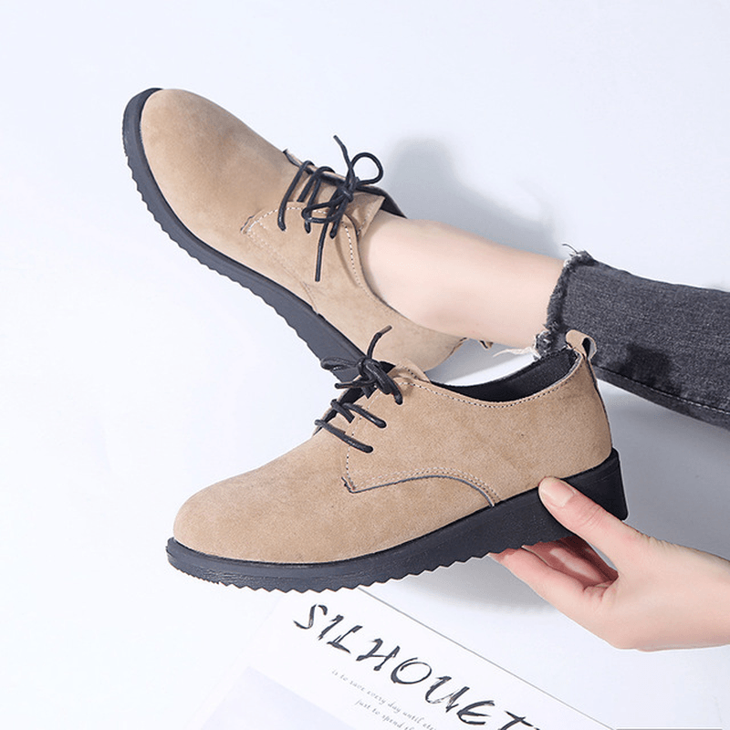 Women Casual Pure Color Lace up Flats