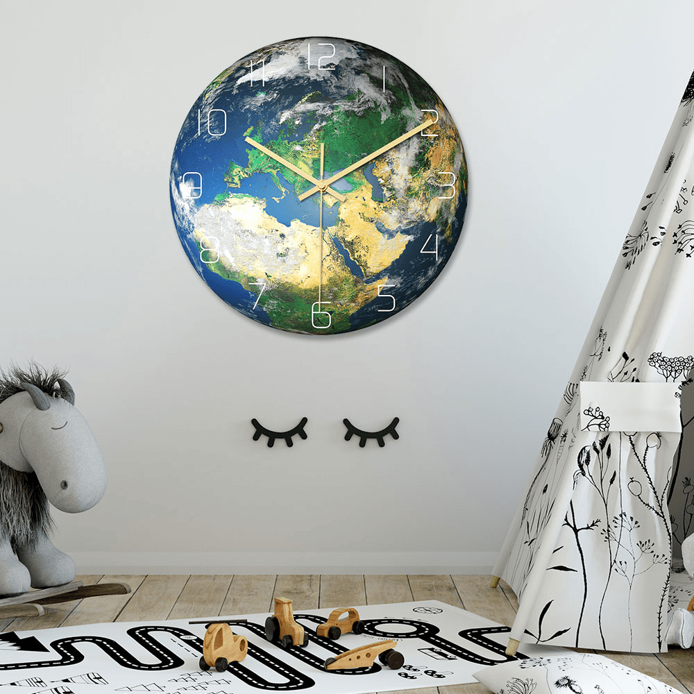 CC091 Creative Luminous Europe Earth Wall Clock Mute Wall Clock Quartz Wall Clock for Home Office Decorations