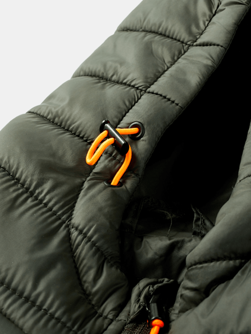 Mens Warm Hooded Zipper Long Sleeve down Jacket with Pocket