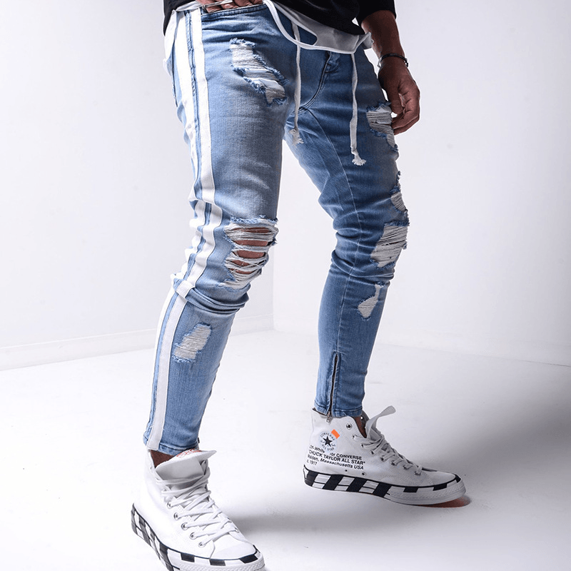 Men'S Denim Ripped Slim Fit Street Pants