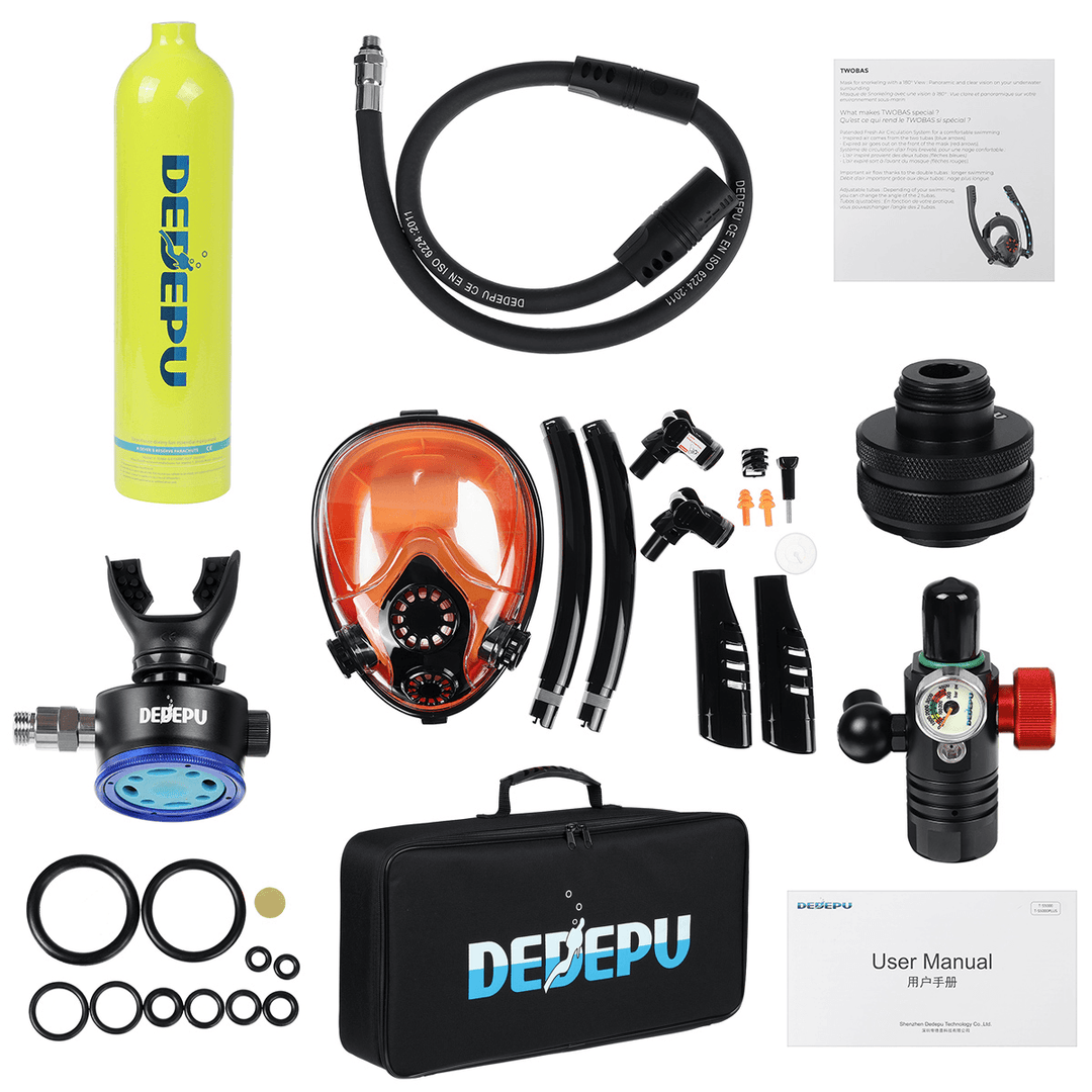 1L Diving Mini Scuba Cylinder Oxygen Tank Underwater Breath Equipment+Face Mask - MRSLM