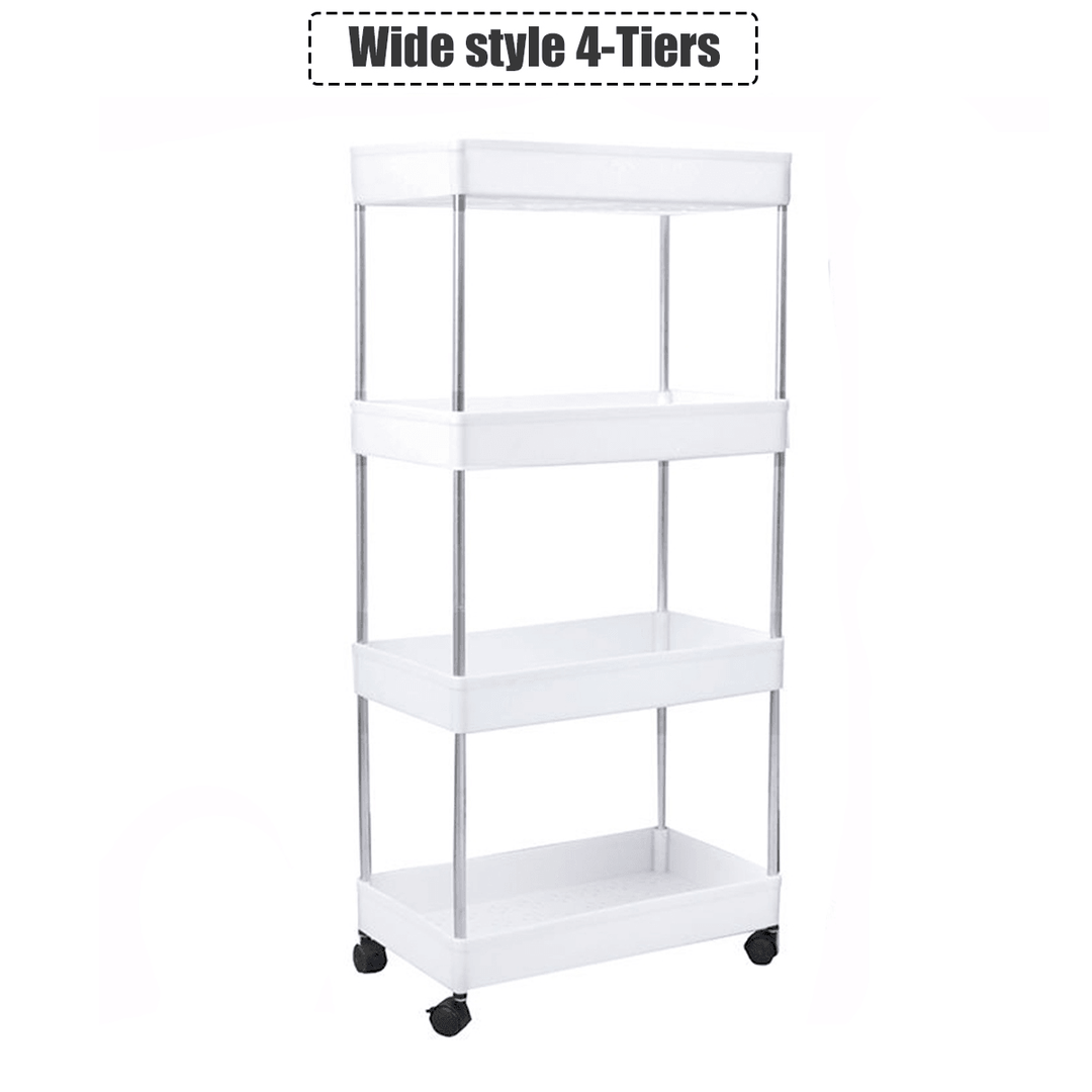 3/4 Tier Organizer Trolley Cart Utility Rolling Storage Rack Holders Saver Hooks - MRSLM