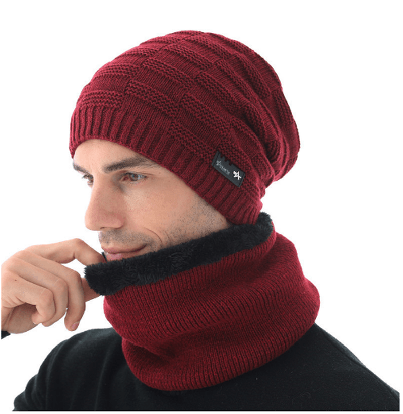 Wool Knitted Hat and Scarf Suit Men