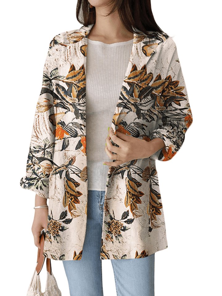 Women Full Sleeve Casual Loose Floral Printing Leisure Workwear Suit - MRSLM