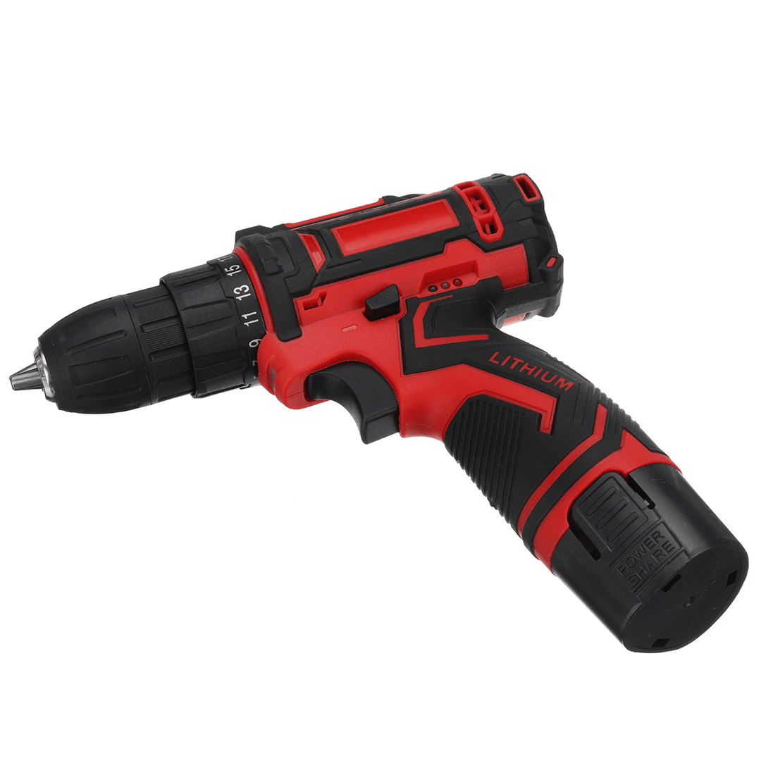 12V 300W 2 Speed Cordless Drill Driver 25+1 Torque 1350 RPM 10Mm Electric Screwdriver W/ 1/2 Battery