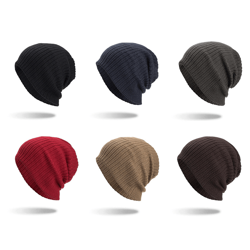 Men Winter Thicken Brimless Knitted Hat Slouch Beanie Caps