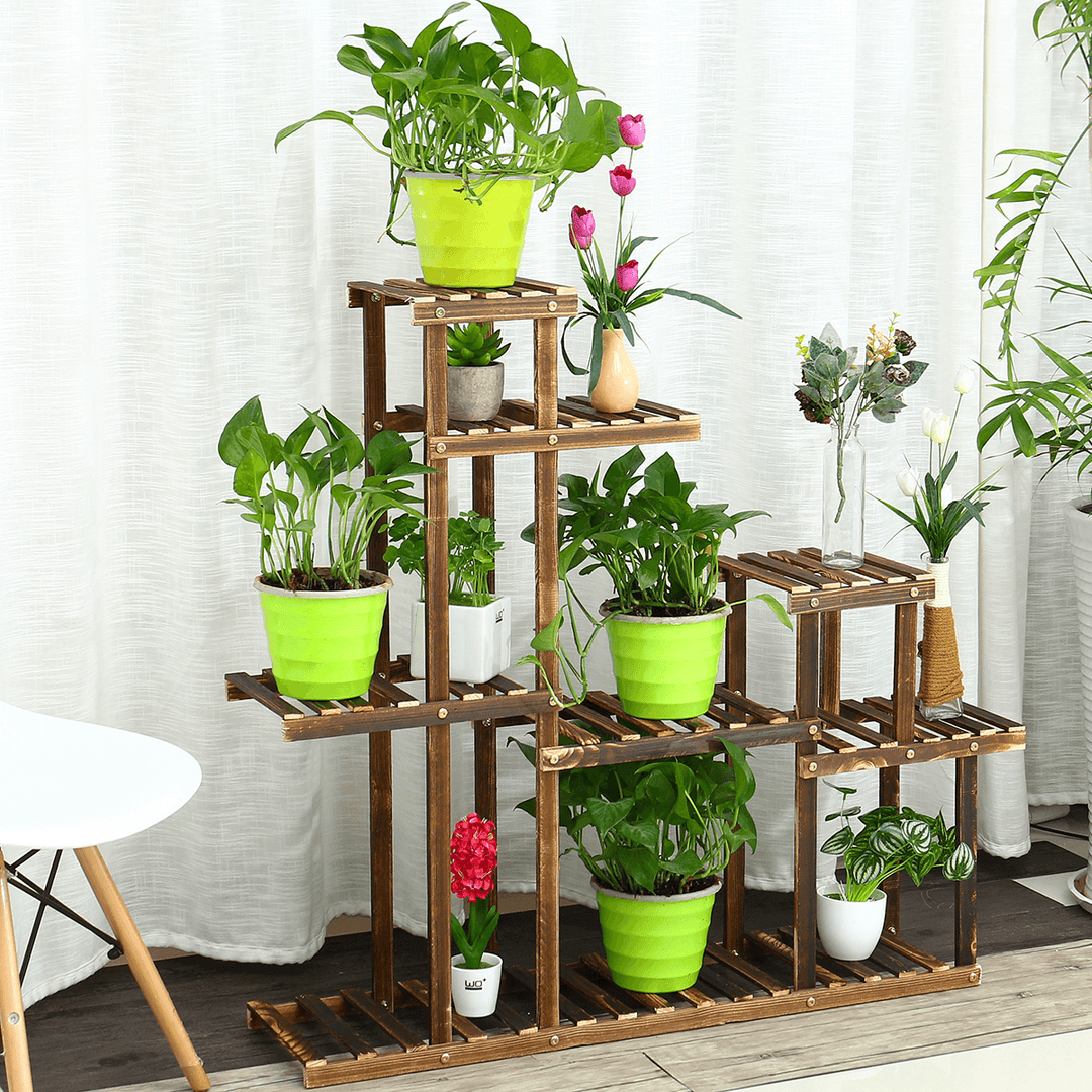 Wooden Succulent Flower Pot Stand Indoor Balcony Floor Stand Garden Decoration