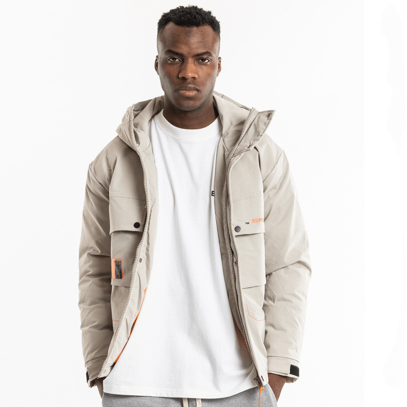 National Tide Tooling Multi-Bag Hip-Hop Loose Thick Men'S Cotton Coat