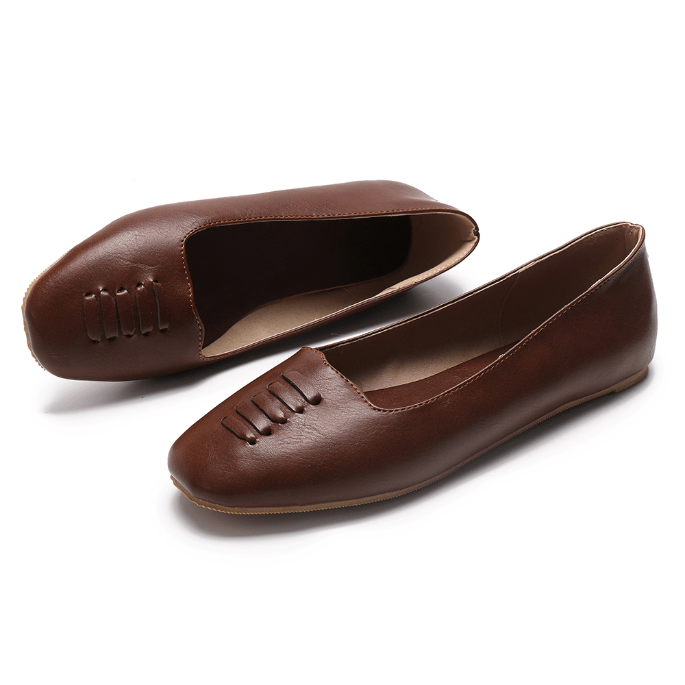 Women Square Toe Comfy Lightweight Slip on Loafers