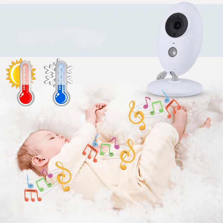 3.5 Inch Wireless Baby Monitor Baby Security Camera Night Vision Temperature Detection LCD HD Display Two-Way Talk Camera with Lullaby