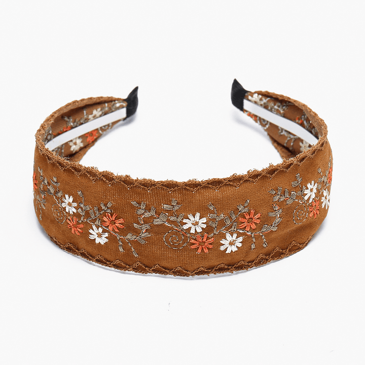 Ethnic Embroidery Lace Girl Headband Rural Girl Wind Suede Floral Fabric Headband Hair Accessories