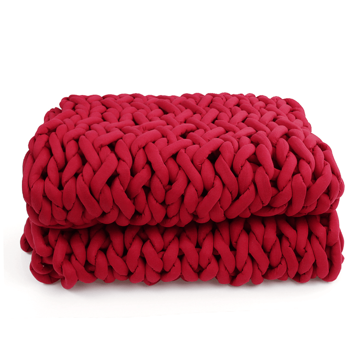 Warm Winter Luxury Handmade Crocheted Bed Knitted Sofa Cover Blanket 5 Colors Thick Thread Blanket Knitted Quilt Home Gift - MRSLM