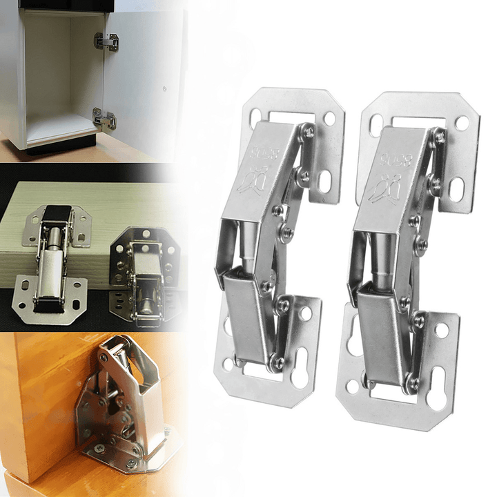 2Pcs Cabinet Bridge Hinge Cupboard Door Hinge 90° Easy Mount Concealed Cabinet Kitchen Cupboard Sprung Door Drawer Hinges