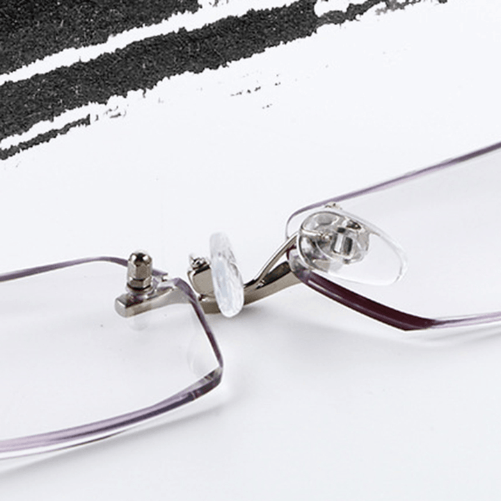 Mens Antifatigue Rectangle Rimless Lightweight Readers Reading Glasses Frameless Presbyopic Glasses