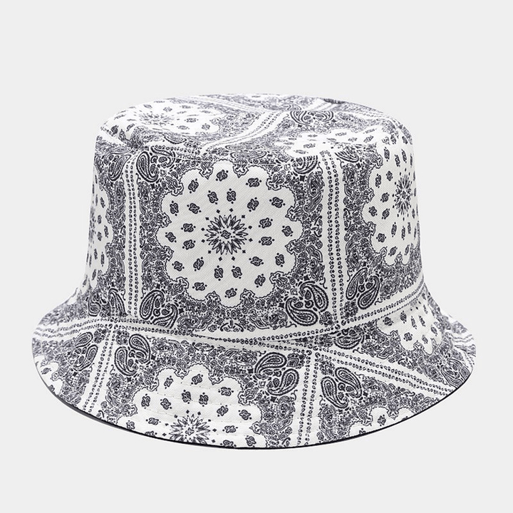 Women Double-Sided Summer UV Protection Cashew Flower Pattern Embroidery Casual Stylish Sun Hat Bucket Hat