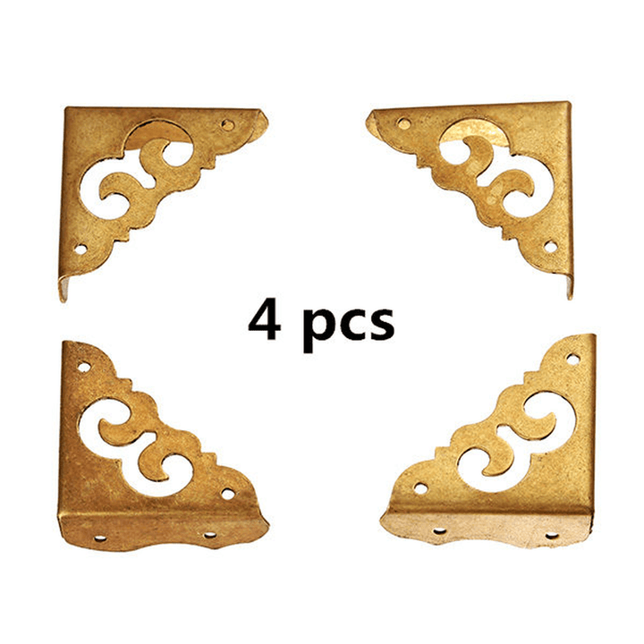 4 Pcs Antique Side Copper Corners Notebook Angle Protector Wooden Jewelry Gift Box Corners