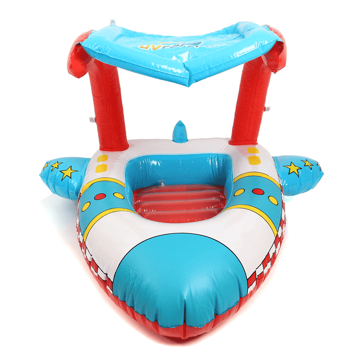 Inflatable Toddler Baby Swimming Ring Plane Float Kid Swimming Pool Seat with Canopy